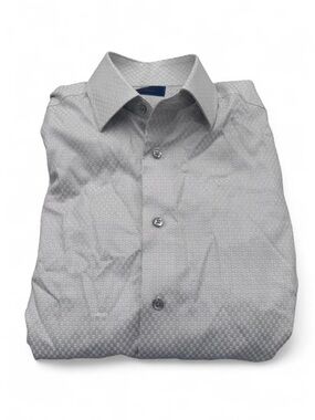 NWOT David Donahue 15.5 34/35 Grey Patterned Button-Down Dress Shirt